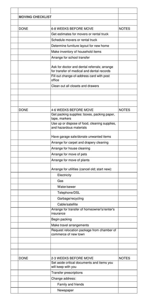 Long Distance Moving Checklist Pdf - Fin Construir