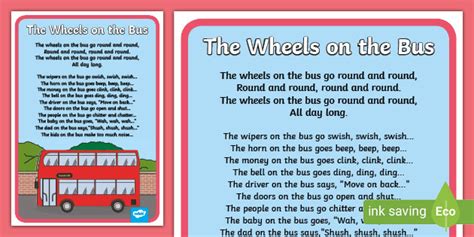 Nursery Rhymes Wheels on the Bus Large Display Poster