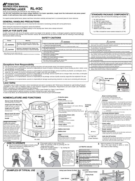 Topcon RL H3C (E) (3c) | PDF | Switch | Laser