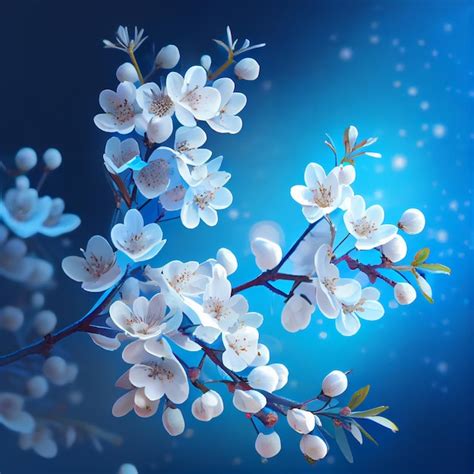 Premium Photo | Spring cherry blossom flowers on blue background ...