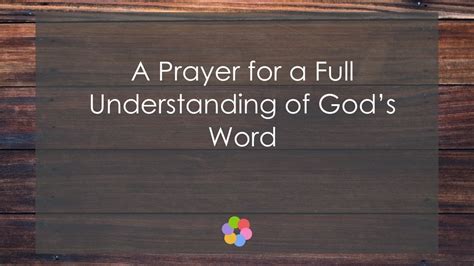 A Prayer for a Full Understanding of God’s Word - YouTube