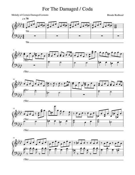 For The Damaged + Coda Sheet music for Piano (Solo) | Musescore.com