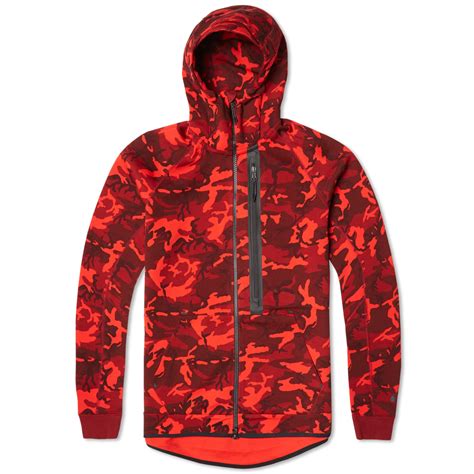 Nike Tech Fleece Camo AW77 Hoody Team Red & Black | END. (US)