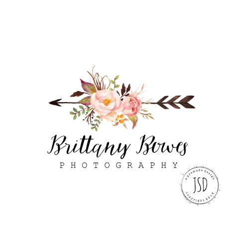 Flower Logo Design- Arrow Logo-Photography Logo-Small Business Logo by ...