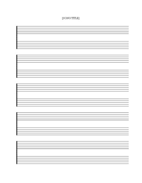 Free Printable Music Staff Sheet - 5 Double Lines