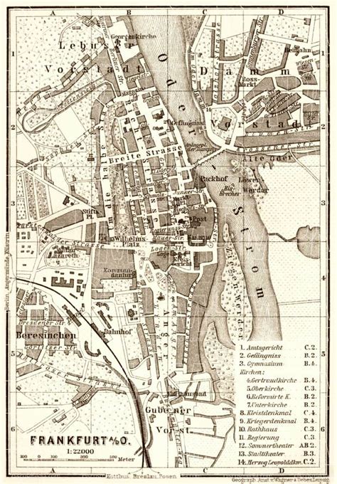 Old map of Frankfurt-am-Oder in 1887. Buy vintage map replica poster ...