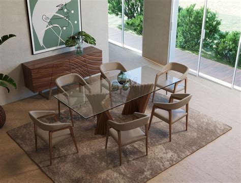 Sophisticated Walnut and Tampered Glass Dining Table Austin Texas VIG ...