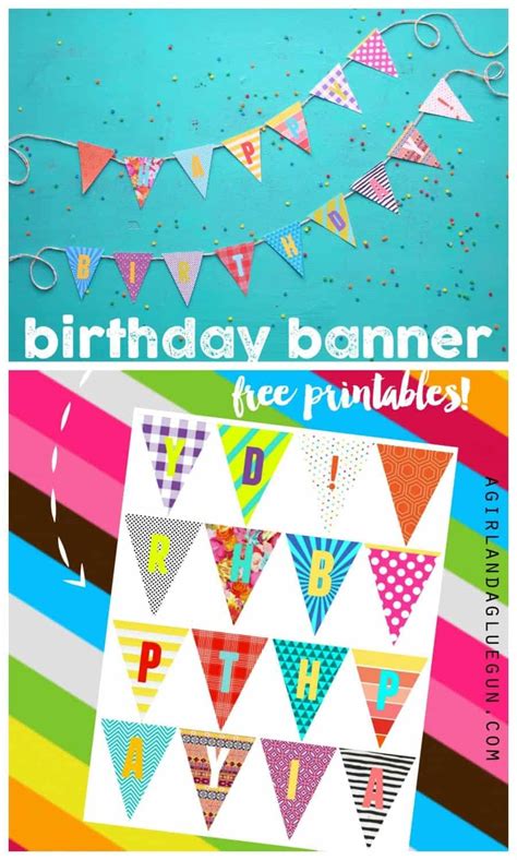 birthday banner printables - A girl and a glue gun