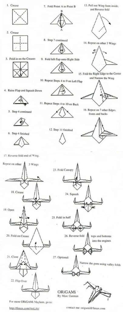 How to make Origami X-wing from the Star Wars