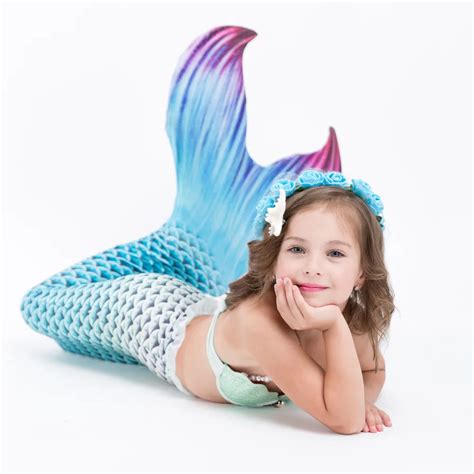 2018 Newest!3pcs Ariel the little mermaid tail Costumes Kids Girls ...