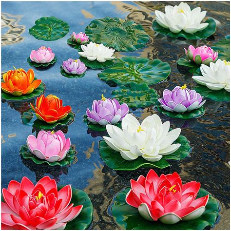 Buy WhistenFla 14Pcs Lily Pads for Ponds, Artificial Lotus - Realistic ...