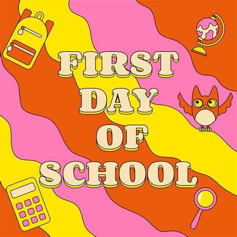 First Day of School Banner in Groove Style 9376783 Vector Art at Vecteezy