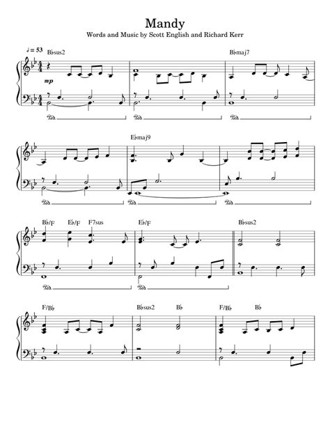 Mandy - Barry Manilow Sheet music for Piano | Download free in PDF or ...