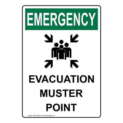 Vertical Evacuation Muster Point Sign - OSHA EMERGENCY