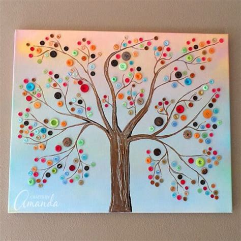 Button Tree: a beautiful canvas project full of vibrant colors