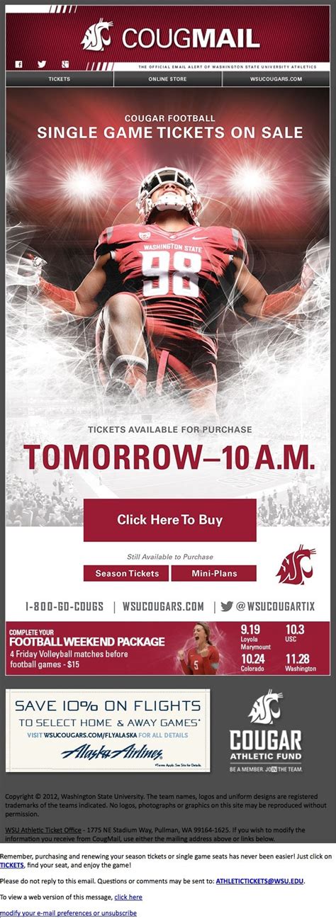 Washington State University - Single Game Football Tickets with Upsell ...