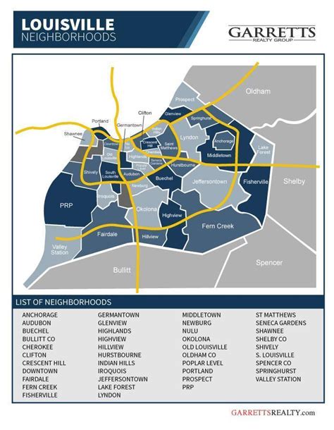 Louisville neighborhoods map - Map of Louisville neighborhoods ...