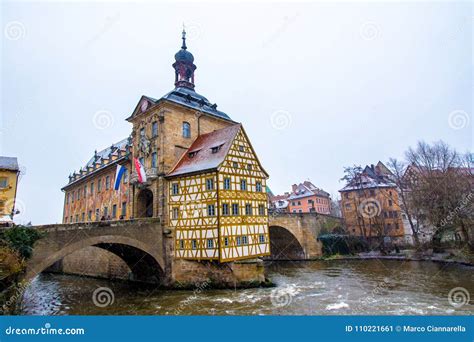 Old Town Hall in Bamberg while it Snows, Germany Stock Image - Image of ...