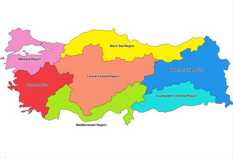 Map of Turkey by Regions - Turizm.net