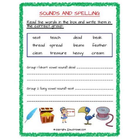 English SOUND AND SPELLING Worksheet 2 Grade 2 - EStudyNotes