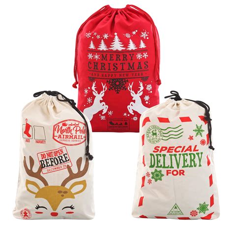 "JOYIN Christmas Gift Bags, 3 Large Packs, 26"" x 19"" Santa Burlap ...