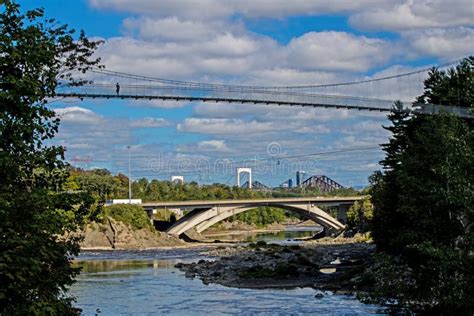 Quebec Bridge Over The St. Lawrence River Stock Image - Image of large ...