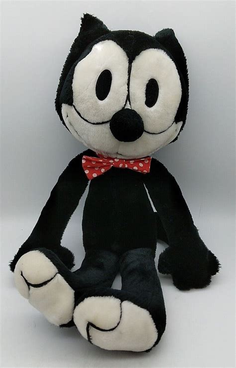 Felix The Cat Plush Stuffed Animal Red Polka Dot Bow Vintage 1982 Large ...