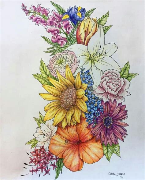 Flowers Drawing With Color Pencil | Best Flower Site