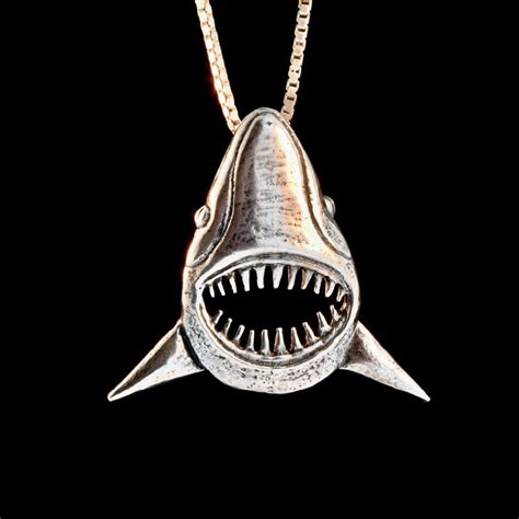 Shark Necklace Unique Gift Shark Pendant Gift for Him Silver - Etsy