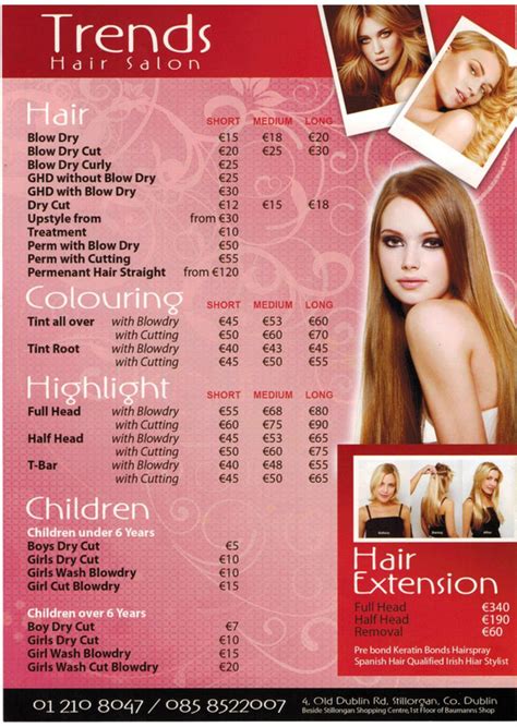 Price List Hairdresser MIT Euro - Nehru Memorial