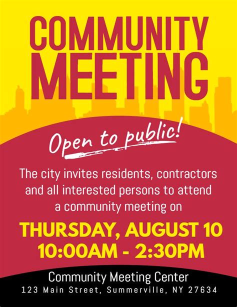 Community town hall meeting announcement flyer/poster template | Event ...