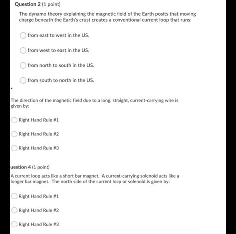 Solved Question 2 (1 point) The dynamo theory explaining the | Chegg.com