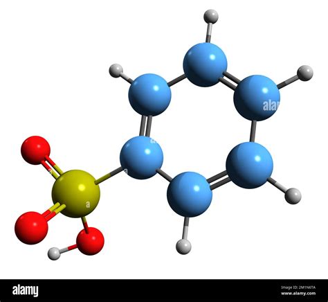 3D image of Benzenesulfonic acid skeletal formula - molecular chemical ...