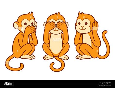 Three wise monkeys with hands covering eyes, ears and mouth: See no ...