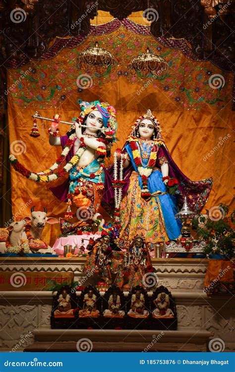 Lord Krishna And Radha Idol ISKCON Temple. Stock Photography ...