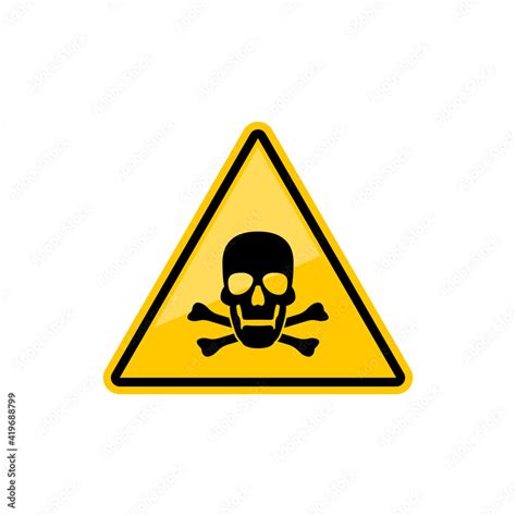 Vecteur Stock Death warning sign isolated yellow triangle with skull ...