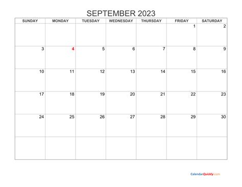 September 2023 Blank Calendar | Calendar Quickly