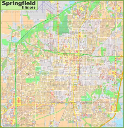 Large detailed map of Springfield (Illinois)