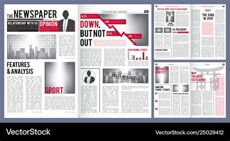 Newspaper template print design layout Royalty Free Vector