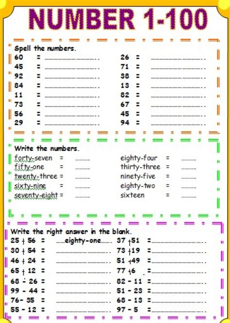 Spanish Numbers Worksheet 1-100 | Printable Number Game