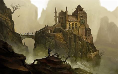 Landscapes Castles Fantasy Art Painting by Hao Chen