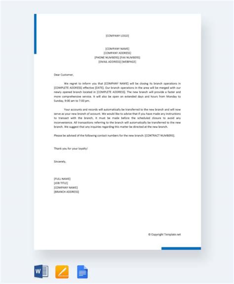 FREE 17+ Sample Closing Business Letter Templates in PDF, Word, Google ...