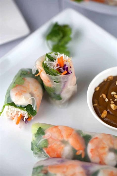 Fresh Shrimp Spring Rolls with Peanut Dipping Sauce - Jessica Gavin