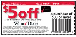 Winn Dixie $5 off $30 Purchase Coupon – Use at Publix or Winn Dixie