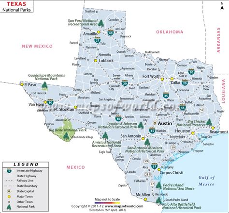 National Parks in Texas Map | National Parks in Texas