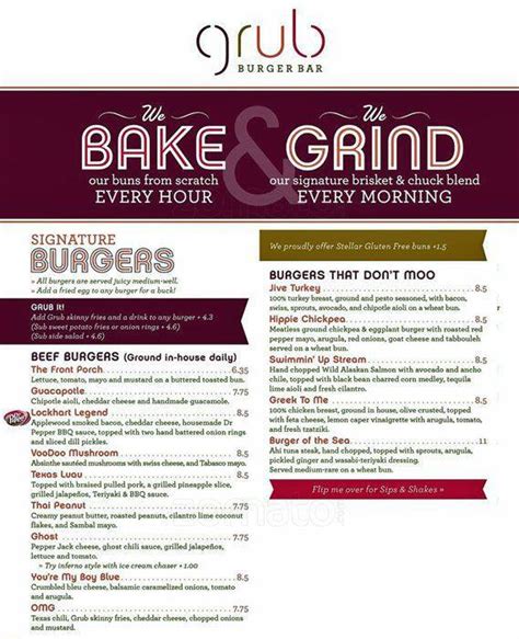 Grub Burger Bar Menu, Menu for Grub Burger Bar, Tallahassee ...