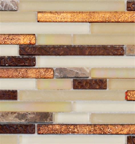 Copper Glass Tile and Stone, Inc Random Strip Mosaic Backsplash Copper ...