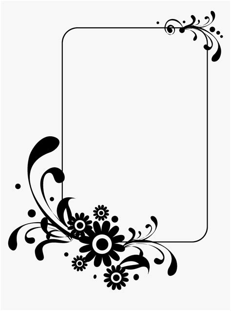 Flower Border Design Black And White Clipart / 31 flower border black ...