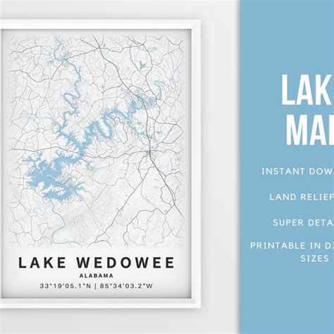 Map of Lake Wedowee - Etsy