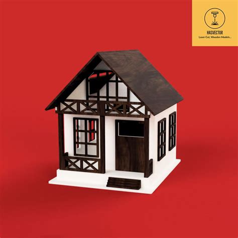 Lasercut House Model 3D Decorative Wooden Toy 4 Mm House Plan SVG CDR ...